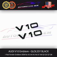 Audi V10 Emblem Gloss Black OEM Side Fender Badge A6 A7 A8L S6 S7 S8 Q7 Q8 R8 picture