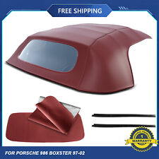 Burgundy Convertible Soft Top with Plastic Window for Porsche Boxster 1997-2002 picture