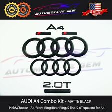 AUDI A4 Emblem MATTE BLACK Grille Trunk Ring Quattro 2.0T S Line Kit 2008-2019 picture