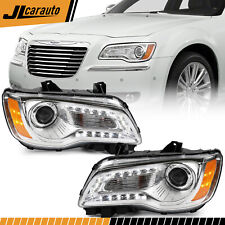 Pair For 2011-2014 Chrysler 300/300C Halogen Headlight Chrome Lamp Left & Right picture