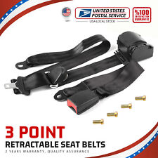 1X Universal 3 Point Retractable Black Seat Belts for Dodge Viper 1998-2015 picture