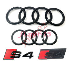 Audi S4 GLOSS BLACK SET Front Grille Rear Trunk Ring Badge For Audi S4 2010-2019 picture