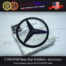 R190 C190 Mercedes Matte BLACK Star Emblem Rear Trunk Lid Logo Badge AMG GT GTS picture