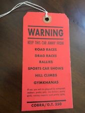 Shelby Cobra and Shelby GT350 Original Dash Tag Warning Tag picture
