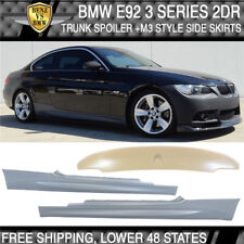 Fits 07-13 BMW E92 3 Series CSL Style Trunk Spoiler + M3 Style 2PCS Side Skirts picture