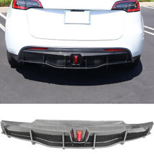 Carbon Fibre Rear Bumper Diffuser Lip With Light Fits For 20-23 Tesla Model Y picture