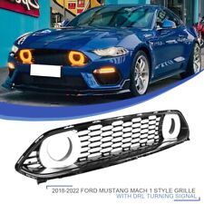 Fit 18-23 Ford Mustang Mach 1 Style Front Upper Grille w/White DRL LED Lights picture