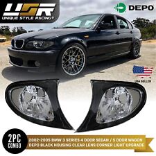 DEPO Euro Style Black / Clear Corner Signal Light Pair For 02-05 BMW E46 4D / 5D picture