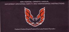 1978 Pontiac Firebird Owners Manual User Guide Reference Operator Book Fuses picture