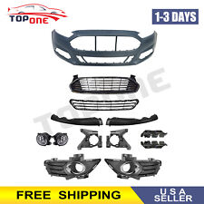 Fits 2013-2016 Ford Fusion Front Bumper Complete & Grill w/ Fog Light Lower Skid picture