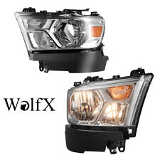 Pair Chrome Headlights For 2019-2023 Dodge Ram 1500 Halogen Headlamps Left+Right picture