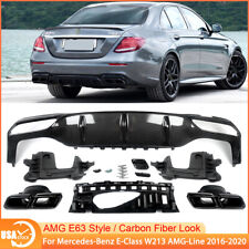 AMG E63 Style Rear Diffuser Lip w/ Exhaust Tips For Benz E-Class W213 2016-2019 picture