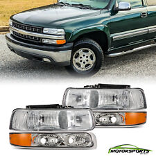 Fit 1999-2002 Chevy Silverado Chrome Headlights Assembly+Signal Bumper Lights picture