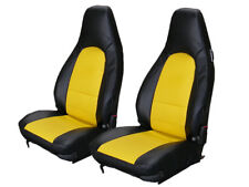 PORSCHE BOXSTER 1997-2004 BLACK/YELLOW VINYL CUSTOM MADE FIT FRONT SEAT COVERS picture