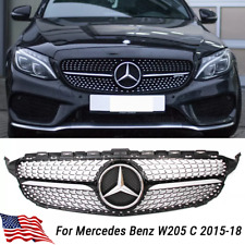 Black Grille Grill w/Star For Mercedes Benz W205 C43AMG C200 C250 C300 2015-2018 picture