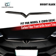 1pcs Gloss Carbon Fiber Front Grille Insert Trim For Tesla Model X (2019-2024) picture