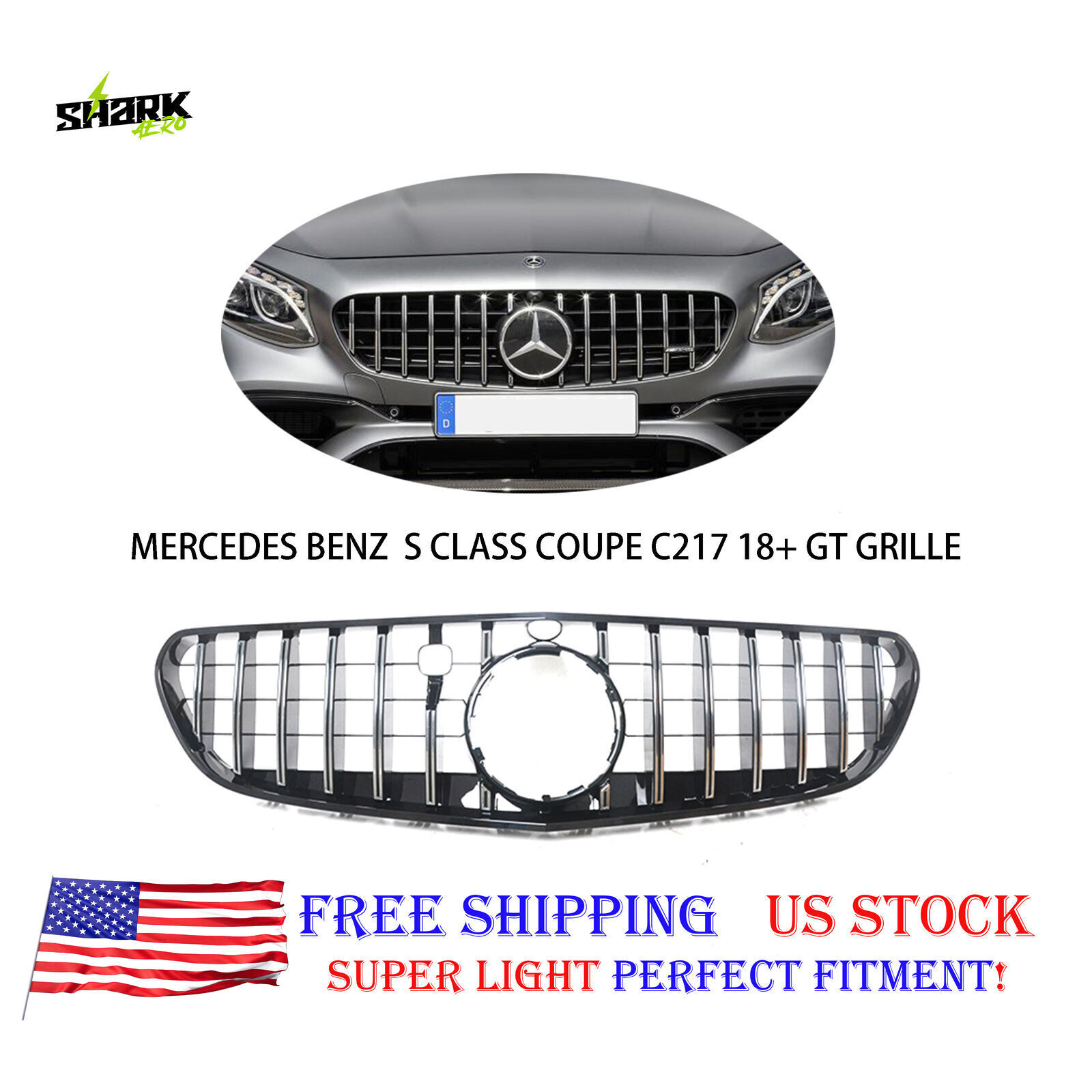 GT Style Front Grille For Mercedes Benz W217 S COUPE Class S500 S560 2018+