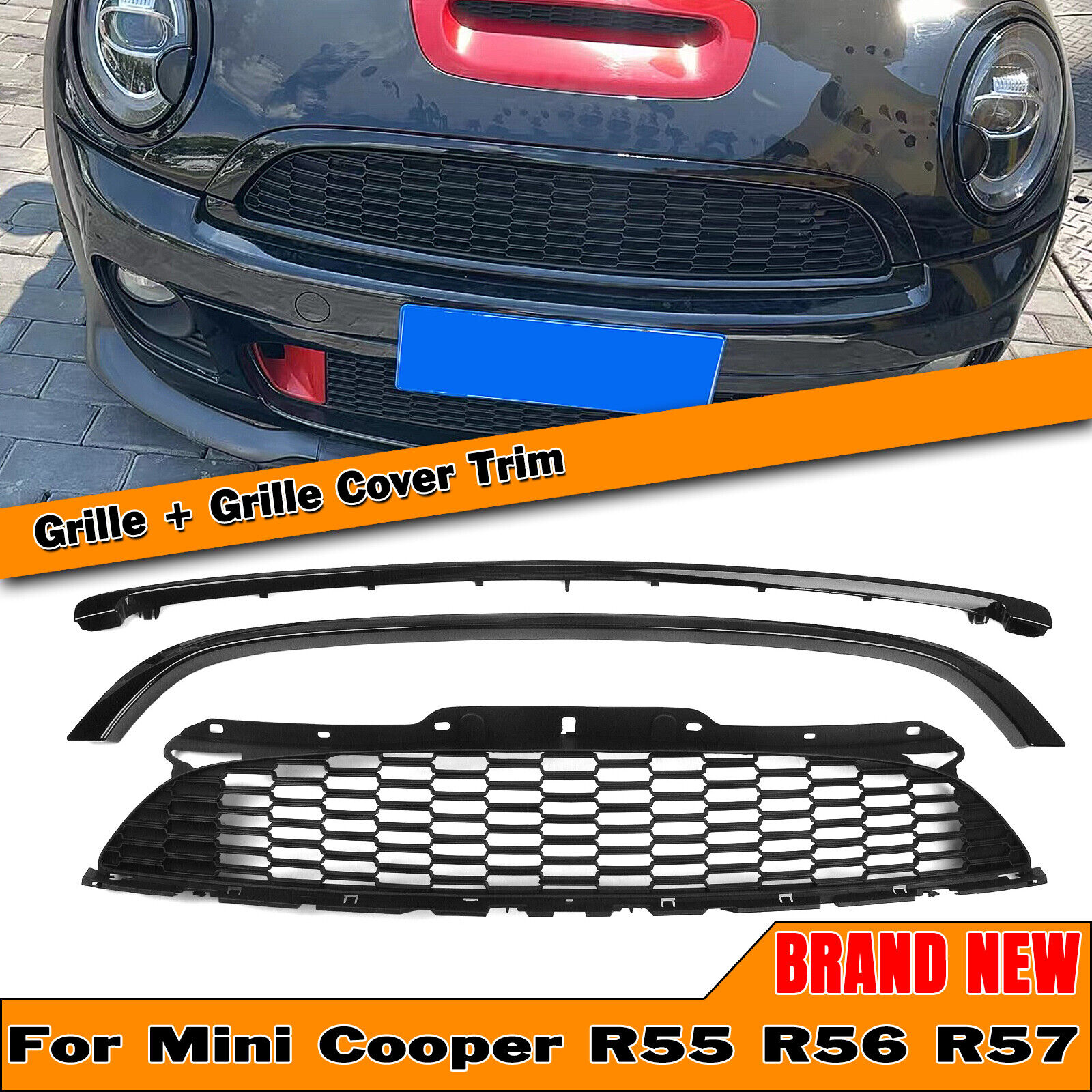 For Mini Cooper S JCW R55 R56 R57 R58 R59 2007-2015 2014 Front Grille W/ Frame