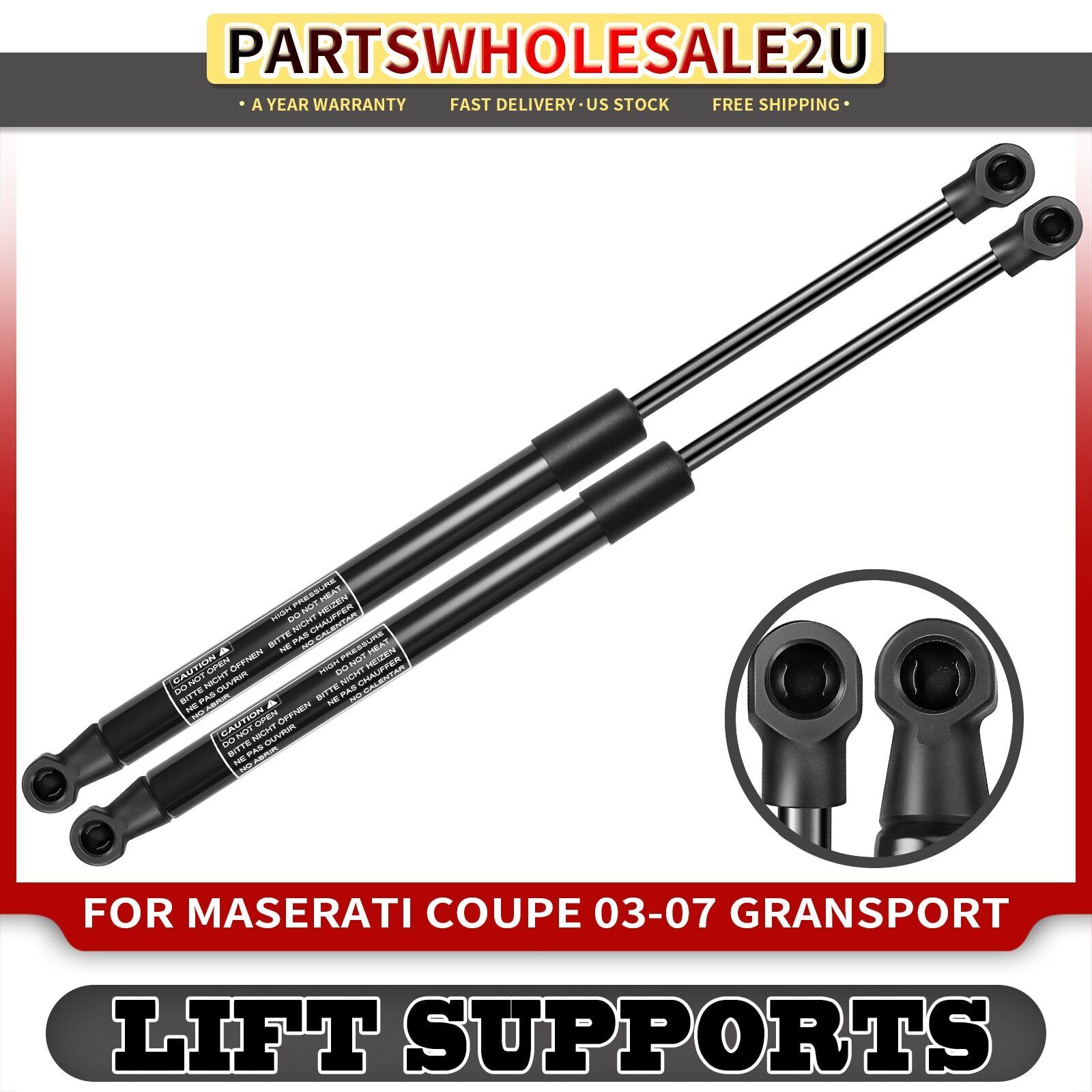 2x Front Hood Lift Supports Gas Strut for Maserati 3200 GT GranSport Coupe 4200