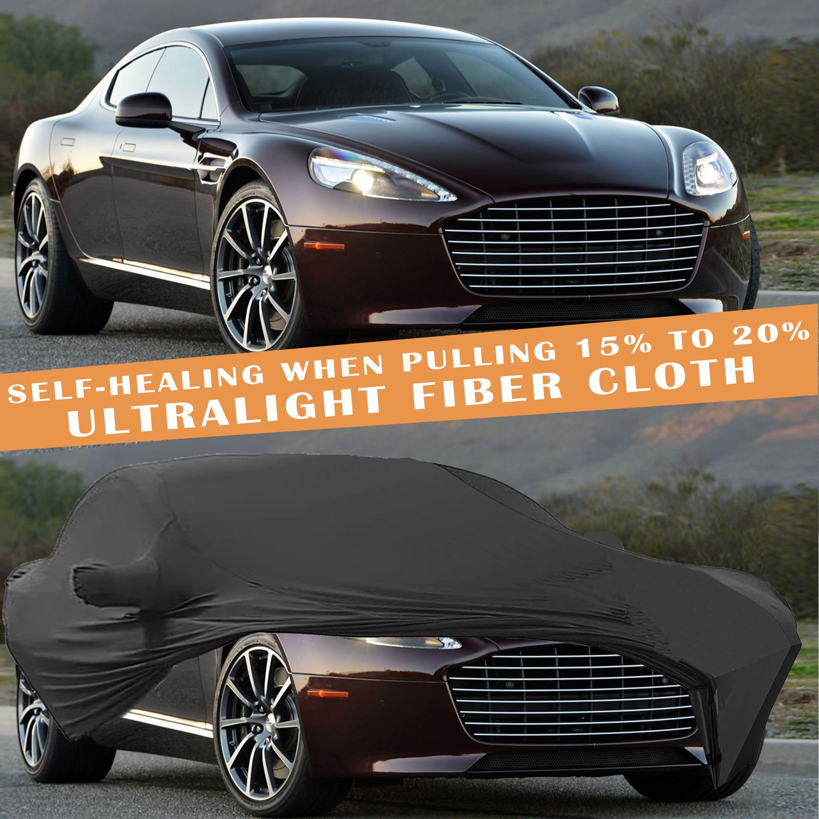 For Aston Martin Rapide S Car Cover Stretch Satin Dustproof Indoor Custom Black