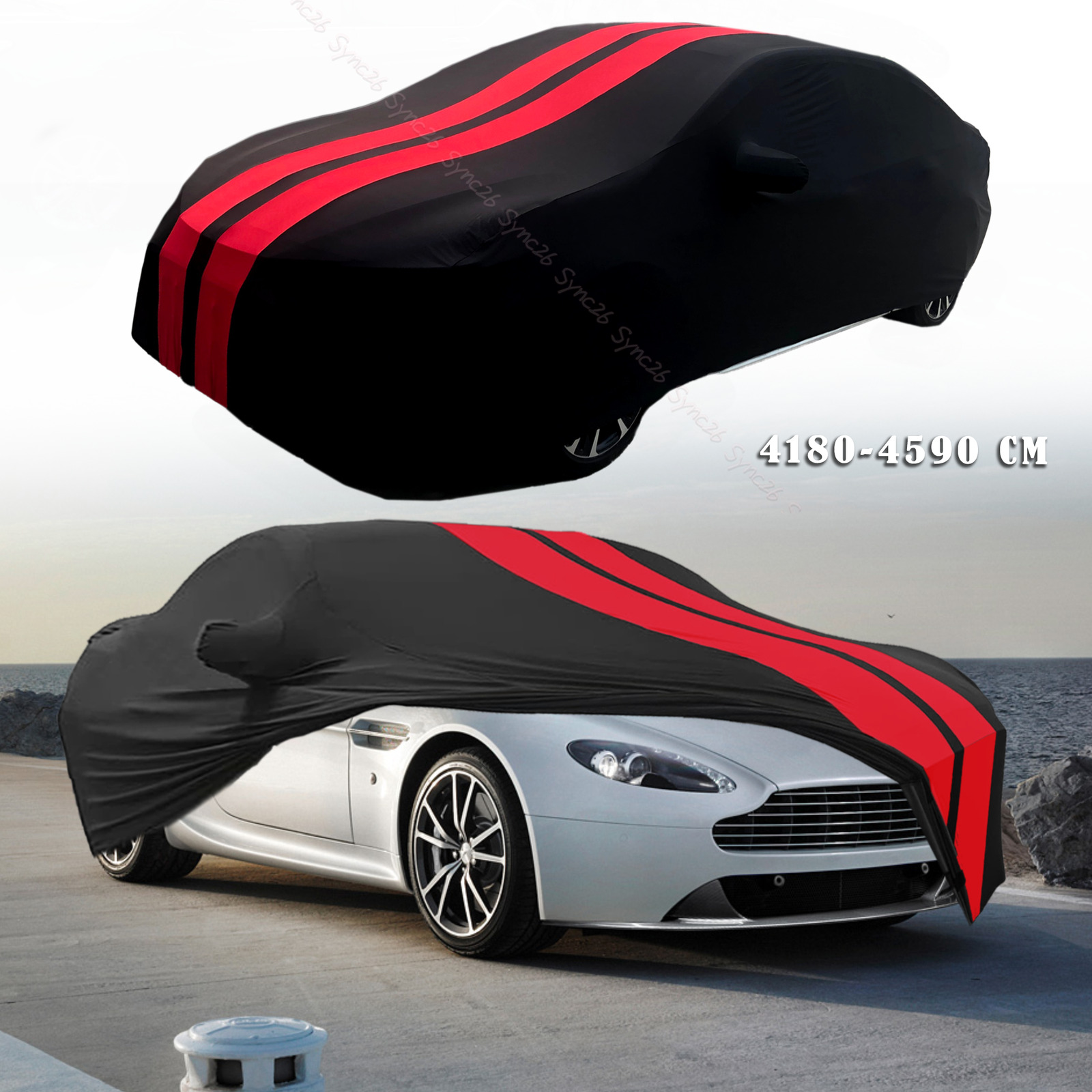 For Aston Martin V12 Indoor Red Line Dustproof Stain Stretch Full Car Cover