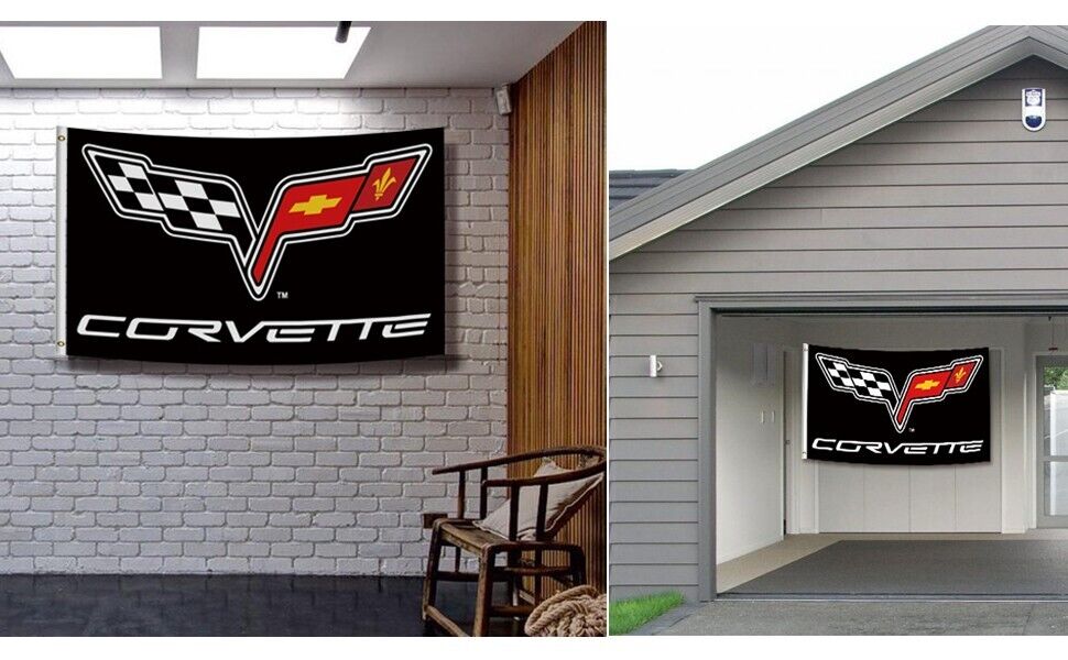Chevrolet Corvette Flag 3x5 FT Racing Car Show Banner Garage Man Cave Wall decor