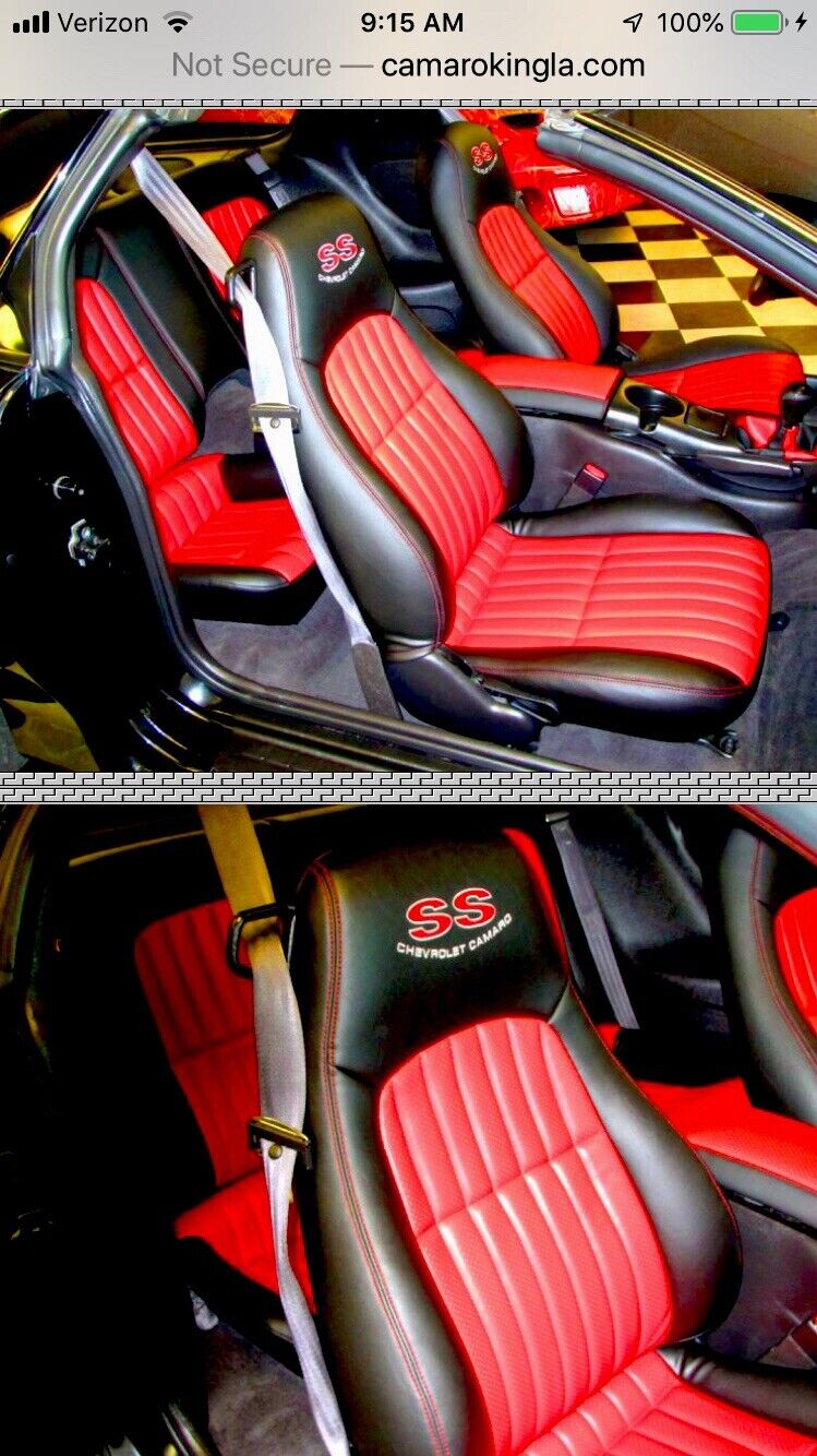 2002 35TH Anniversary SS Camaro Front&Rear Seat Covers EbonyBlack W/Red IN STOCK