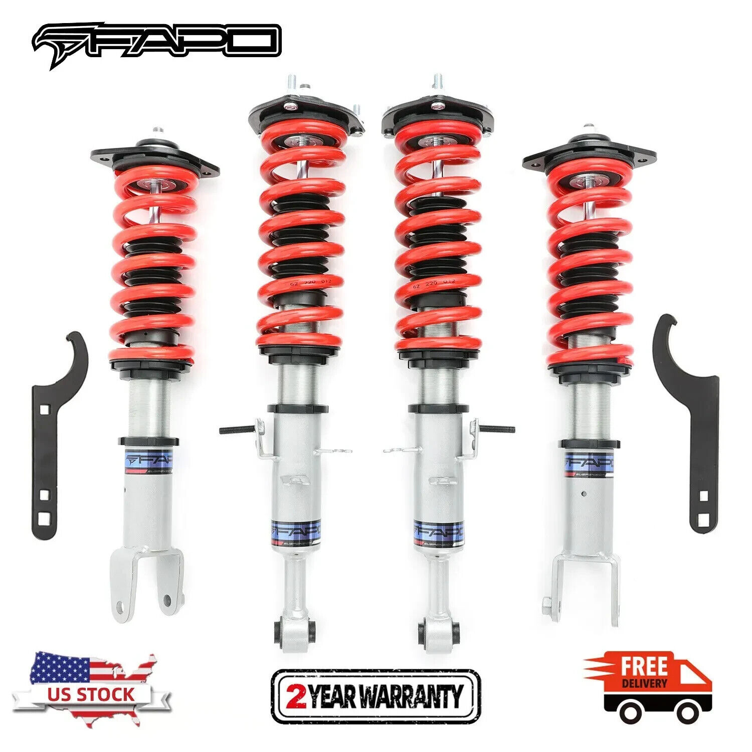 FAPO Coilover Suspension Lowering Kits For Nissan 370Z Z34 12-16 Adj height