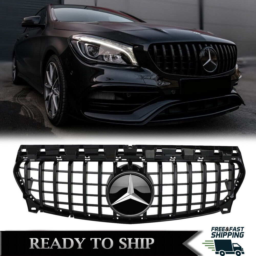 Black GTR Grille For Mercedes Benz CLA W117 2013-2019 CLA250 CLA180 w/Emblem