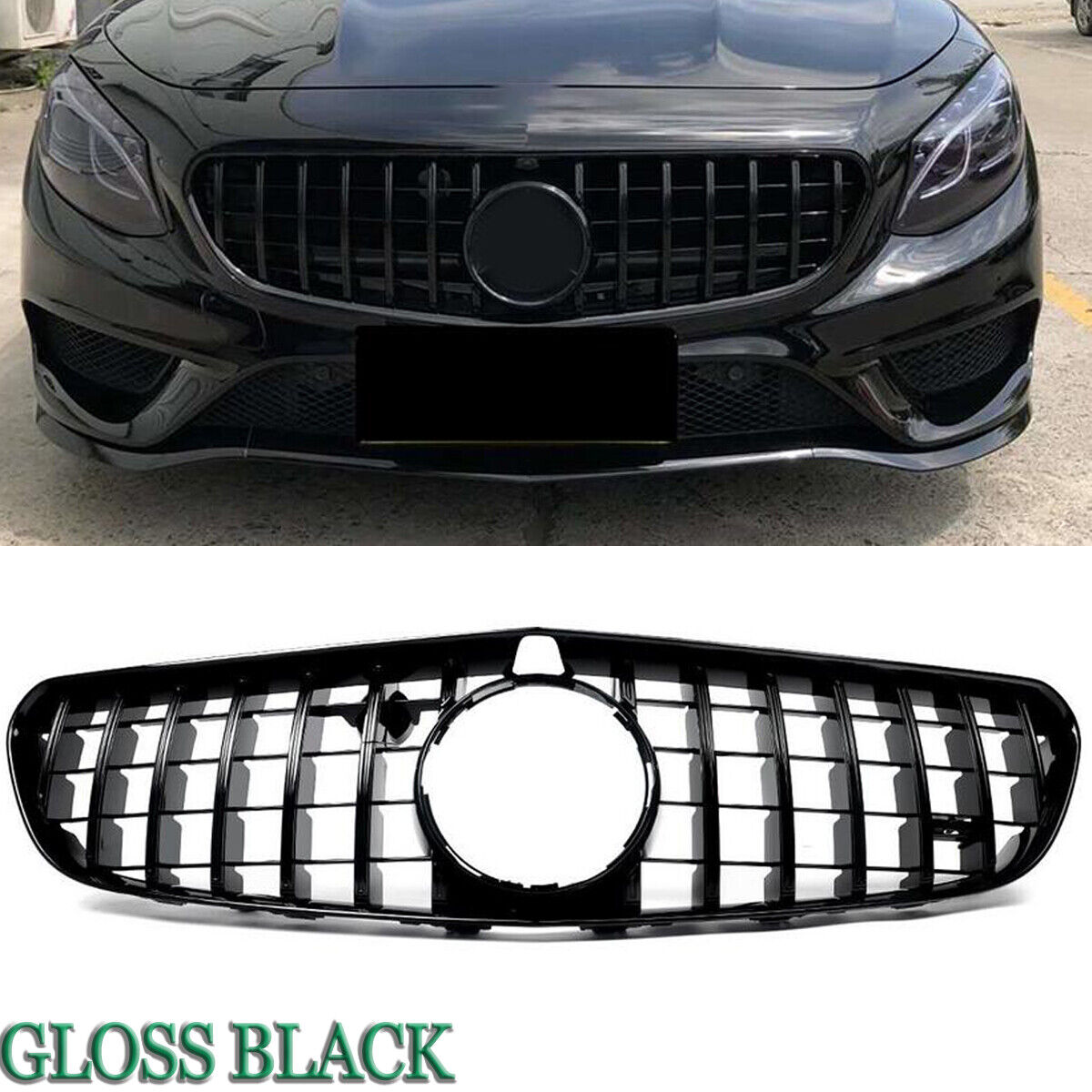 Glossy Black GT Style Grille For Mercedes-Benz C217 W217 AMG S63 Coupe 2014-2017